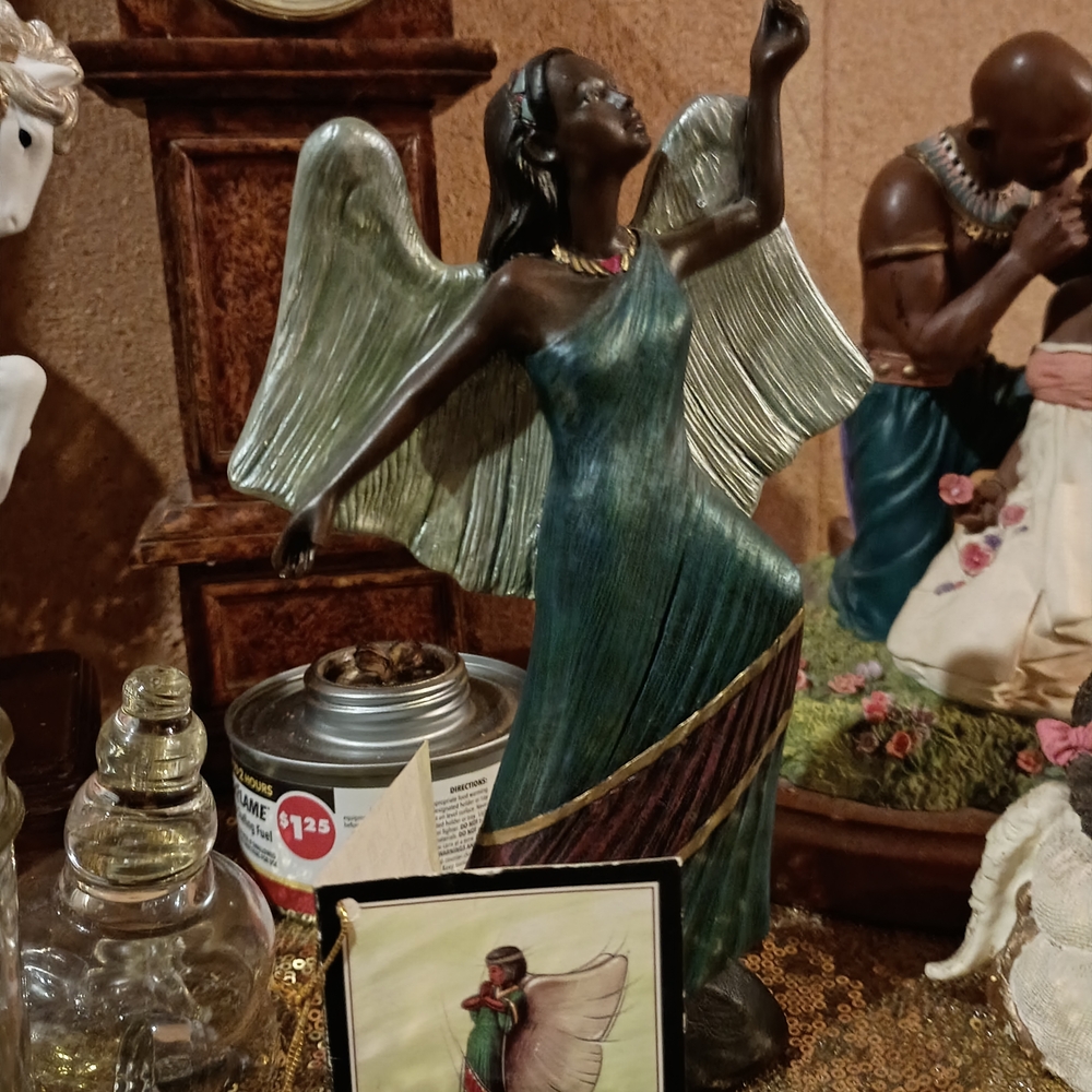 Enesco Angel Figurine in Green and Brown